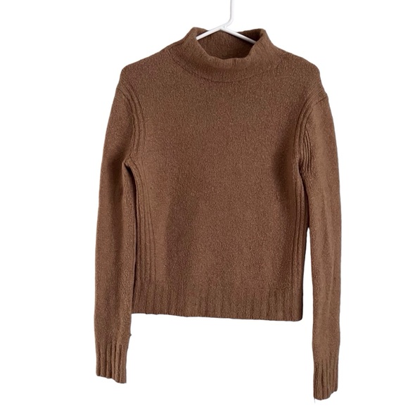 J Crew Mockneck Sweater Camel Tan Brown Supersoft Yarn Cozy Knit Fall Neutral XS - Picture 1 of 8